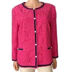 NWT Talbots rsvp pink lace with pearl button blazer